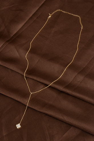 Taşlı İkonik Yonca Top Top Zincirli Gold Y Kolye