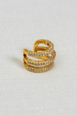 3 Sıra Zirkon Taşlı Gold Kıkırdak Küpe 3 Sıra Zirkon Taşlı Gold Kıkırdak Küpe