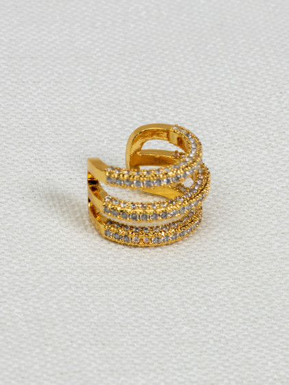 3 Sıra Zirkon Taşlı Gold Kıkırdak Küpe 3 Sıra Zirkon Taşlı Gold Kıkırdak Küpe